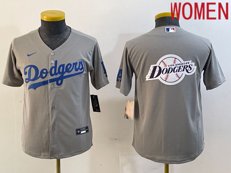 Women Los Angeles Dodgers Blank Grey Nike Game MLB Jersey style 3